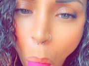 Hot British girl sucks and licks her cum off her fat dildo 16/16