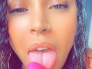Hot British girl sucks and licks her cum off her fat dildo 3/16