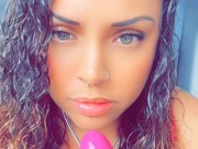 Hot British girl sucks and licks her cum off her fat dildo 9/16