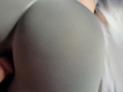 Step Sister in Tight Leggings asks for Massage but I did it with My Cock Finishing on clothes 4/16