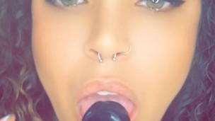 British hottie deep throat’s fat dildo