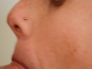 Close-up sensual teasing edging blowjob after a dry week results in a dripping mouth full of cream 11/16