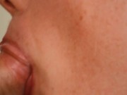 Close-up sensual teasing edging blowjob after a dry week results in a dripping mouth full of cream 15/16