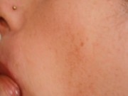 Close-up sensual teasing edging blowjob after a dry week results in a dripping mouth full of cream 9/16