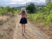 Dirty depraved slut fucks in all holes in the mountains and takes a golden shower in her mouth 1/16