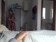 A Turkish hotel maid is disturbed when German man shows his big cock 4/16