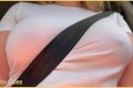 Wifey with perfect braless tits flashing in the car