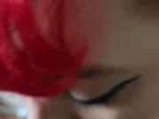 Thirsty Goth bimbo guzzles entire piss load non-stop 4/16