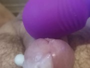 Orgasm from a vibrator, cum without hands 11/16
