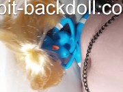 mini blue spit-backdoll 4 7/16