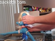 mini blue spit-backdoll 5 11/16