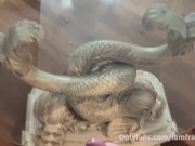 Big dick shots a lot of cum all over a glass table 12/16