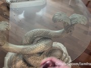 Big dick shots a lot of cum all over a glass table 13/16