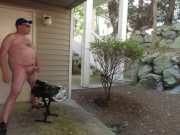 Public fucking my toy on my patio! Pool BBQ going on while I fuck my toy naked and cum! 10/16