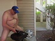 Public fucking my toy on my patio! Pool BBQ going on while I fuck my toy naked and cum! 11/16