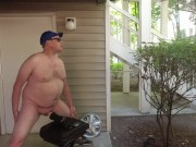 Public fucking my toy on my patio! Pool BBQ going on while I fuck my toy naked and cum! 13/16