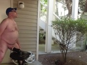 Public fucking my toy on my patio! Pool BBQ going on while I fuck my toy naked and cum! 8/16