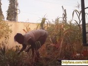 Village girl AKIILISA harvesting crop in the garden/Tshirt and panty sexy ass 2/16