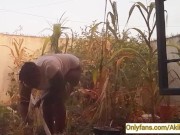 Village girl AKIILISA harvesting crop in the garden/Tshirt and panty sexy ass 7/16