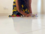 Big Ass & Huge Strong Boobs Desi Hot Maid wearing Saree & Blouse In Arabian Hotel! 11/16