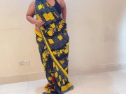 Big Ass & Huge Strong Boobs Desi Hot Maid wearing Saree & Blouse In Arabian Hotel! 3/16