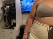 I clean my friend's apartment, and I clean his cock and he fucks me hard, anal cumshot 1/16