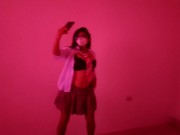 Student with bad grades makes porn in uniform in a red room 3/16