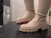 I Will Not Stop Crushing You... Until I Hear the Safe Word! White Combat Socks Boots 10/16