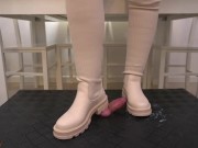 I Will Not Stop Crushing You... Until I Hear the Safe Word! White Combat Socks Boots 14/16