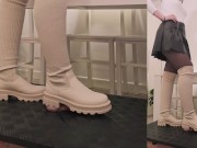 I Will Not Stop Crushing You... Until I Hear the Safe Word! White Combat Socks Boots 5/16