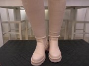 I Will Not Stop Crushing You... Until I Hear the Safe Word! White Combat Socks Boots 7/16