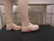 I Will Not Stop Crushing You... Until I Hear the Safe Word! White Combat Socks Boots 9/16