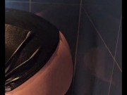 Streching out my pussy on a large dark dildo in the hotel bathtub 14/16