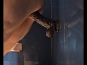 Streching out my pussy on a large dark dildo in the hotel bathtub 2/16