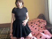 Sexy brunette in a skirt shows her lush forms 5/16