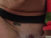 Quickie in the bathroom, noisy, solo masturbate, octopus sex toy 1/16