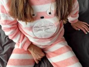 schoolgirl in pajamas masturbate small tits horny pussy and squirting orgasm 2/16