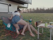 Would you go camping with us? Quick outdoor fuck PAWG creampie 1/16