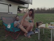 Would you go camping with us? Quick outdoor fuck PAWG creampie 15/16
