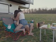 Would you go camping with us? Quick outdoor fuck PAWG creampie 2/16