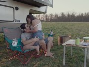 Would you go camping with us? Quick outdoor fuck PAWG creampie 3/16
