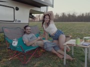 Would you go camping with us? Quick outdoor fuck PAWG creampie 4/16