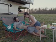 Would you go camping with us? Quick outdoor fuck PAWG creampie 6/16