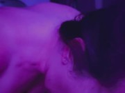 Licking the cum off his messy hard cock 10/16