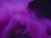 Licking the cum off his messy hard cock