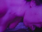 Licking the cum off his messy hard cock 16/16