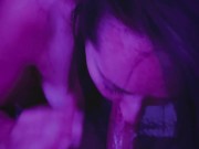 Licking the cum off his messy hard cock 3/16