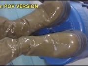 Bootjob with latex boots = Cumshot 14/16
