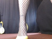 Taxi Service Black Fishnet Pantyhose Sexy Yellow Pumps 8/16
