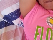 HORNY WIFE!! She puts her fingers in her vagina and creamy milk comes out 4/16